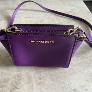 Purple Leather Michael Kors Crossbody Purse